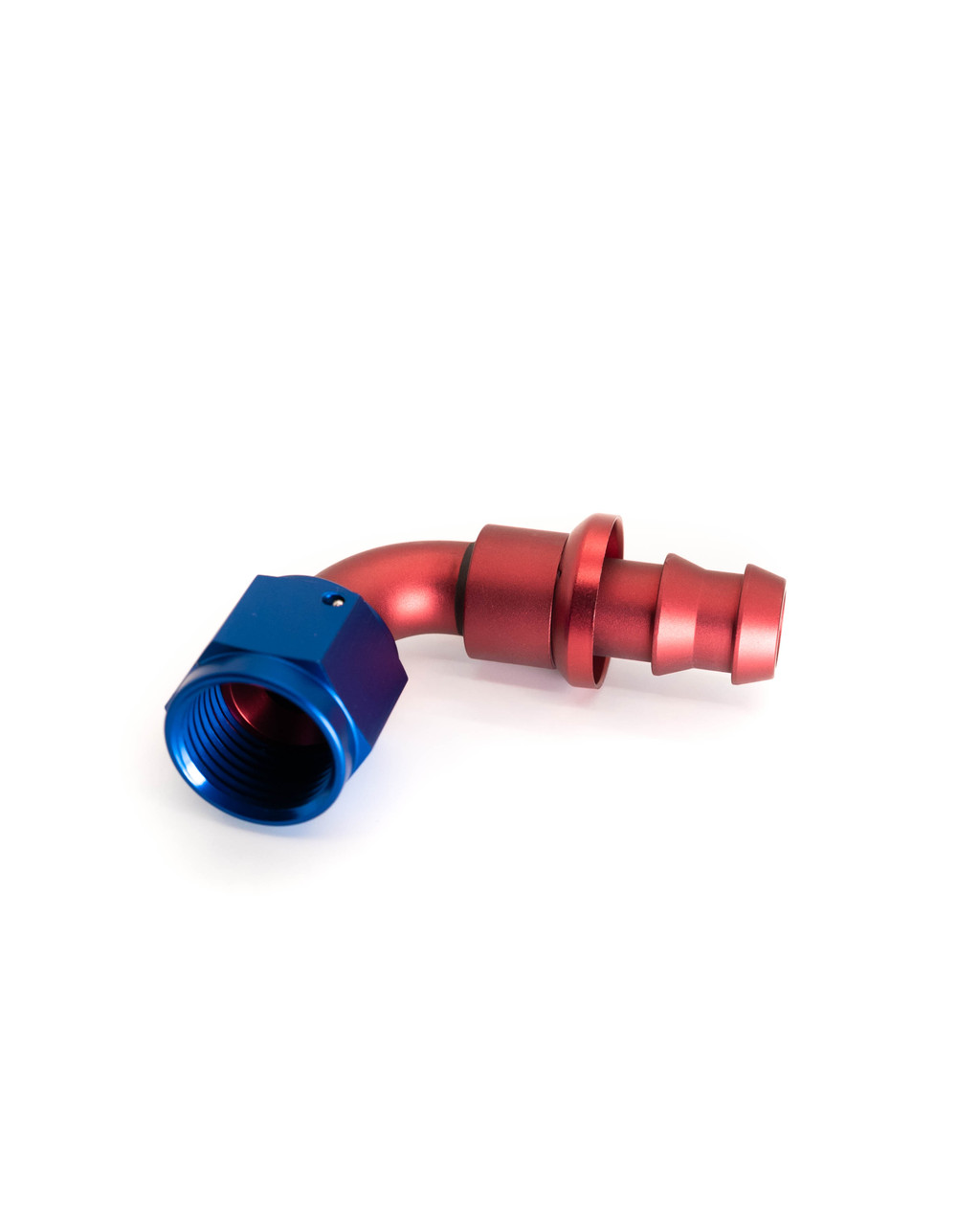 45POHFR 45 Degree Push On Hose Fittings -6AN, Red/Blue