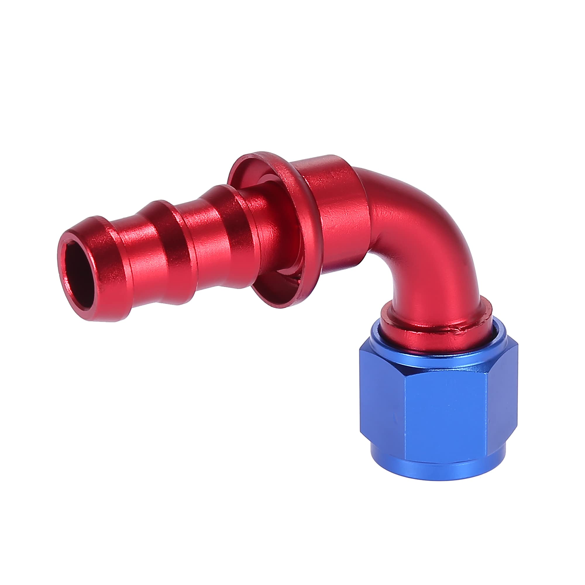 90 Degree Push On Hose Fittings -12AN, Red/Blue