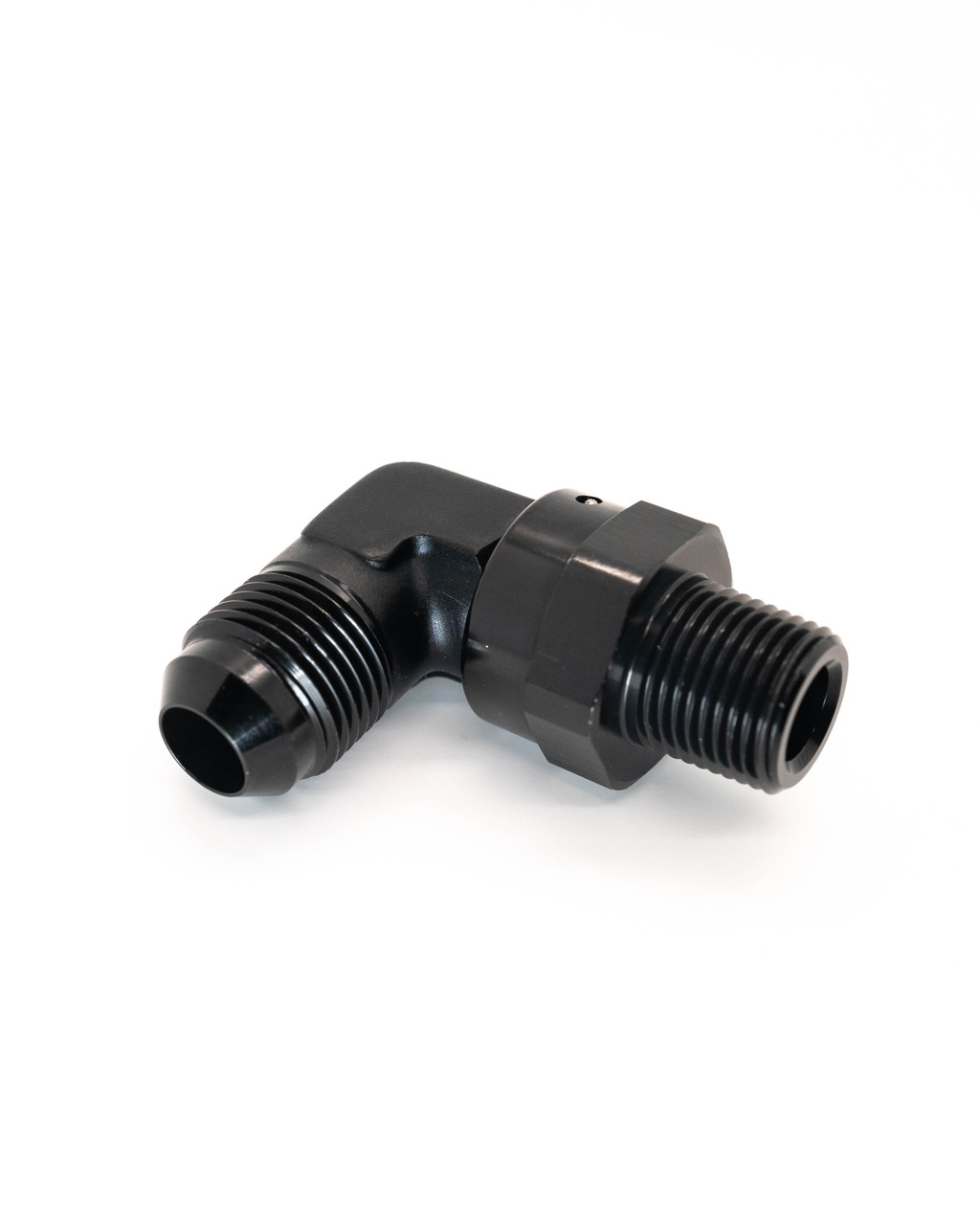 AN Female to NPT Male 90 Degree Swivel Coupler -10AN to 3/8"