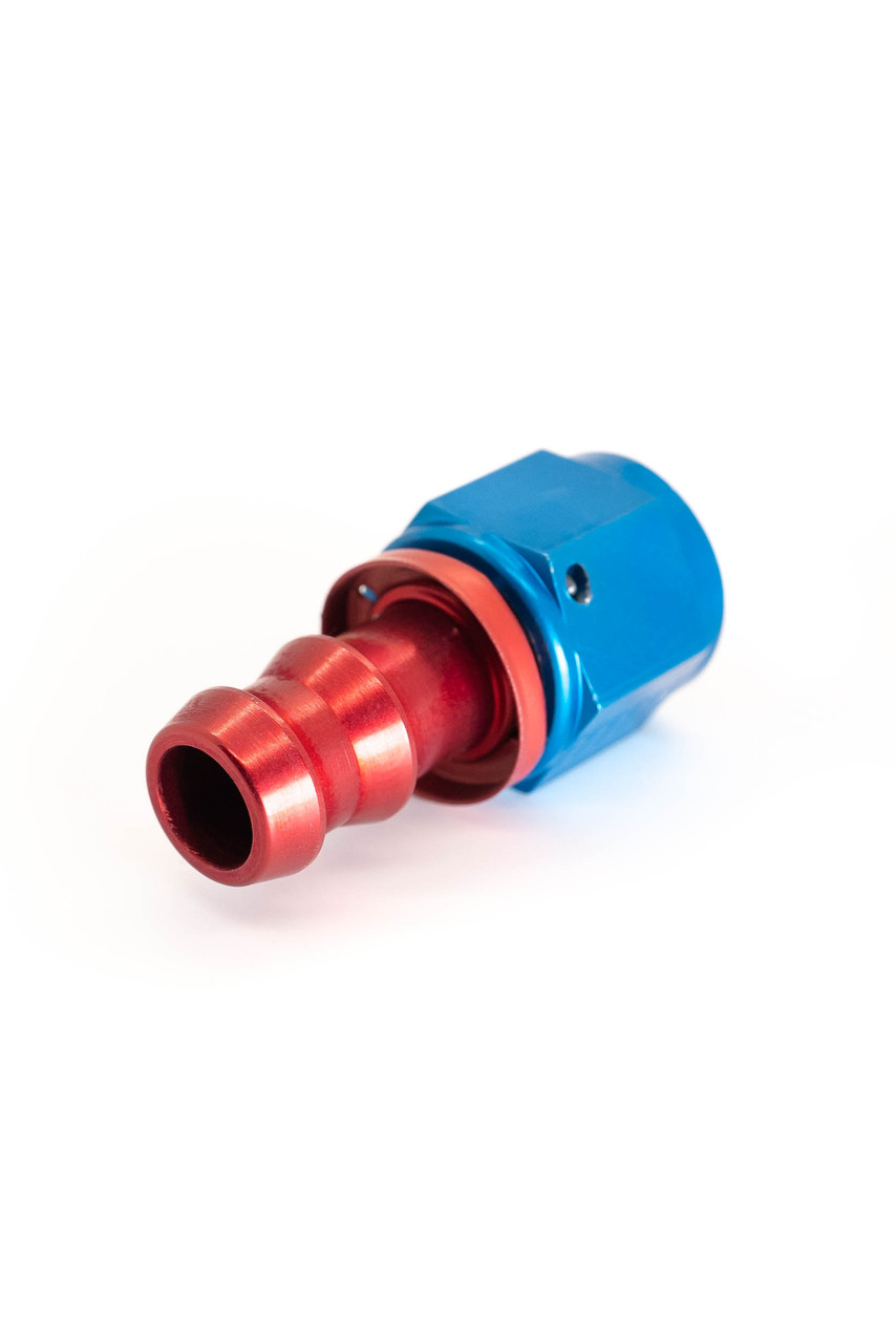 SPOHFR Straight Push On Hose Fittings -4AN, Red/Blue